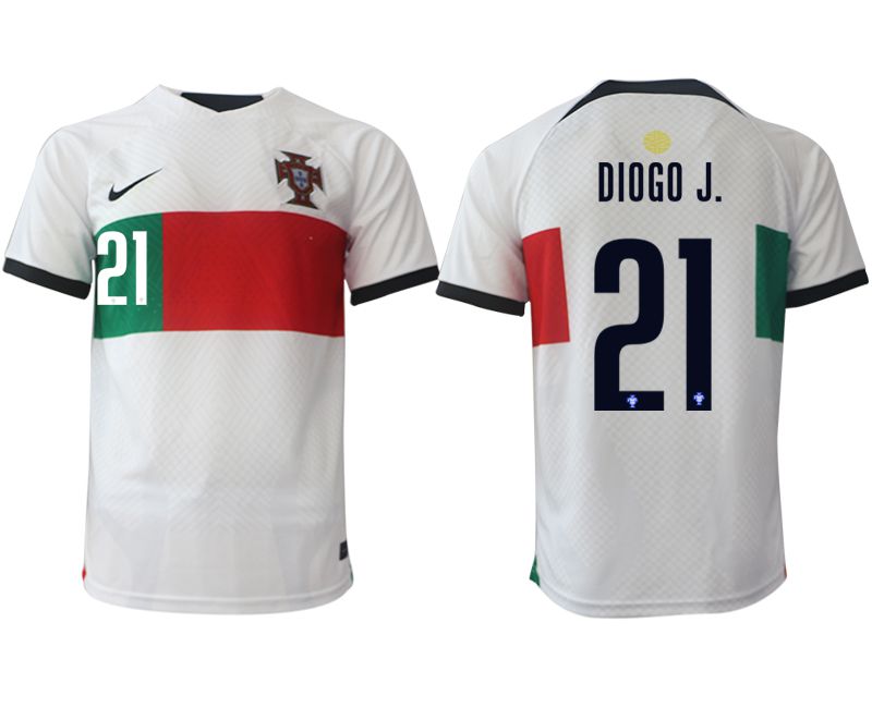 Men 2022 World Cup National Team Portugal away aaa versio white #21 Soccer Jersey